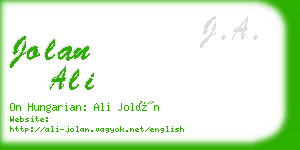 jolan ali business card